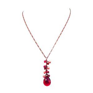 Amber Colored Faceted Stone WIth Faux Pear Accents Nec
